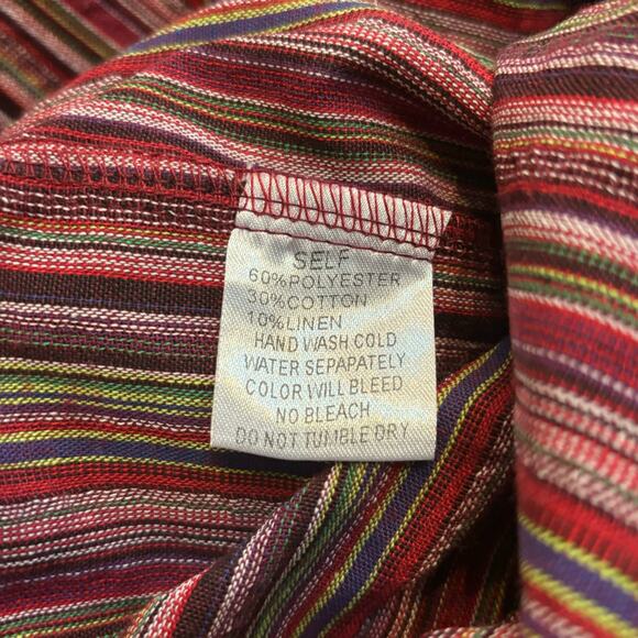 Pinch Red Striped Flutter Sleeve Fit & Flare Smocked Waist V Neck Dress Medium - Picture 6 of 6